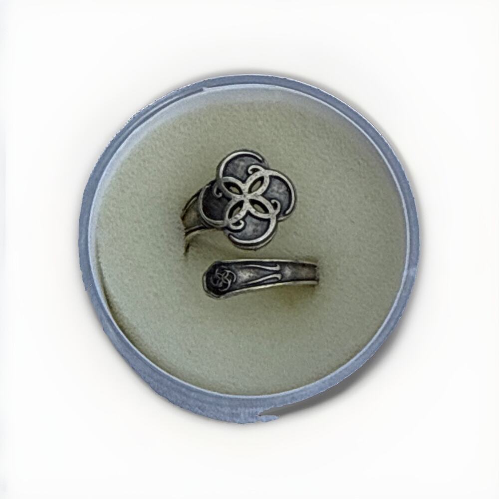 Alex and Ani Breath of Life Clover Ring Sterling Silver Adjustable Bypass Wrap